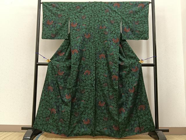 平和屋着物●本場大島紬 9マルキ 草花文 正絹 逸品 BAAW5187hj