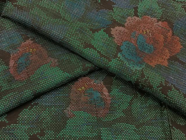 平和屋着物●本場大島紬 9マルキ 草花文 正絹 逸品 BAAW5187hj