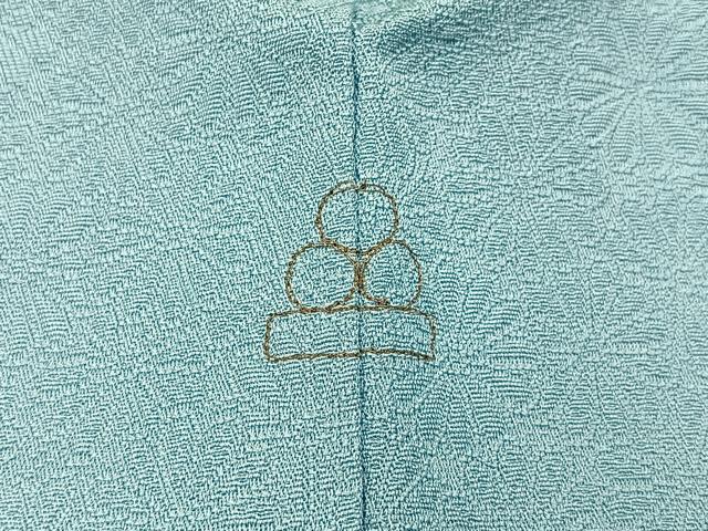 平和屋着物●本草木染作家 圓啓 色無地 菊地紋 水色 やまと誂製 正絹 逸品 BAAW5192hj