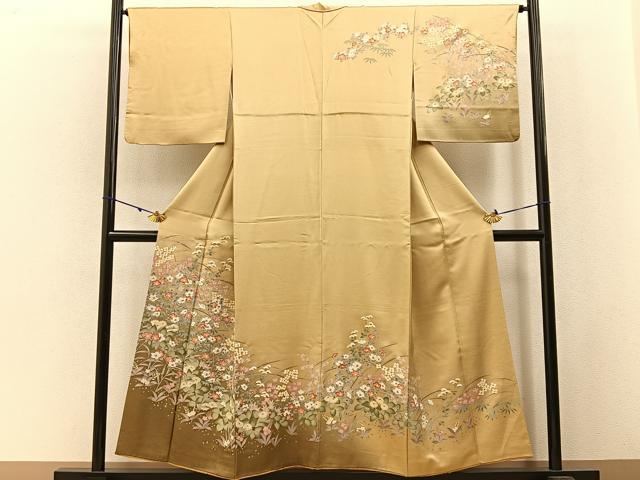 平和屋着物●訪問着 草花文 暈し染め 金彩 正絹 逸品 BAAW5195hj