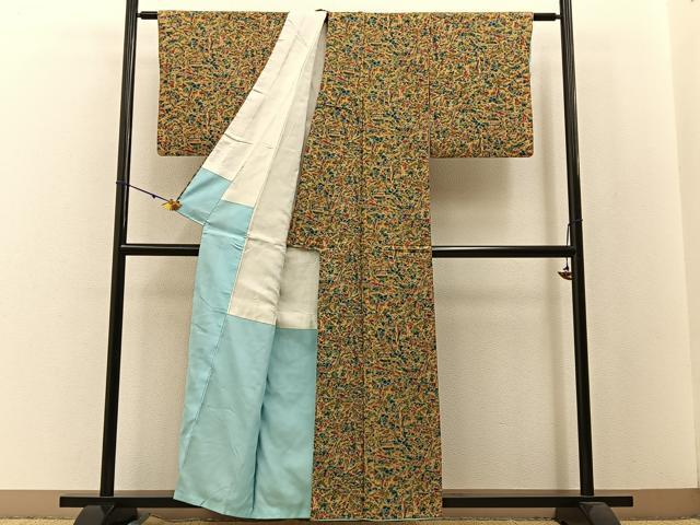 平和屋着物■上質な小紋 風景更紗花文 正絹 逸品 BAAW5241hj