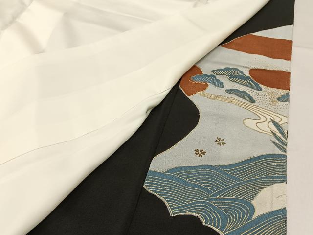 平和屋着物■豪華黒留袖 松竹梅 流水有職花文 金彩 正絹 逸品 BAAW5246hj