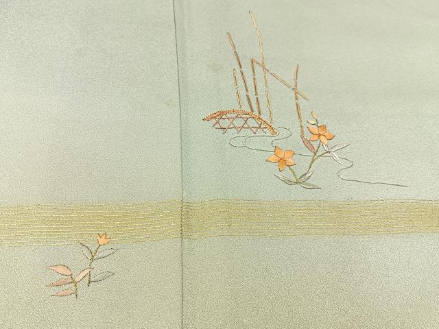 平和屋着物■訪問着 駒刺繍 流水花文 暈し染め 金彩 やまと誂製 正絹 逸品 BAAW5252hj