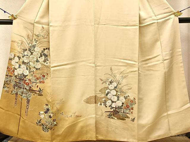 平和屋着物■訪問着 雲重ね菊花文 暈し染め 金彩 正絹 逸品 BAAW5308hj