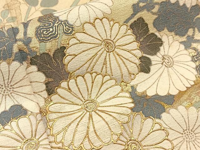 平和屋着物■訪問着 雲重ね菊花文 暈し染め 金彩 正絹 逸品 BAAW5308hj