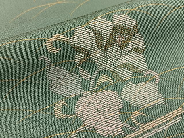 平和屋着物■訪問着 竹屋町刺繍 花唐草文 金彩 正絹 逸品 BAAW5338hj
