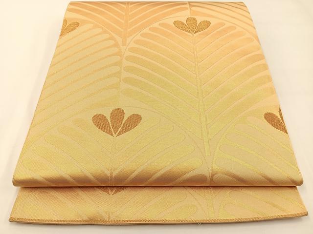 平和屋着物◎六通柄 本袋帯 若松葉 金糸 正絹 逸品 BAAW5379hj