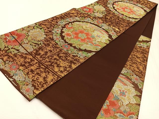 平和屋着物◎六通柄袋帯 唐織 古渡異文 金糸 正絹 逸品 BAAW5382hj