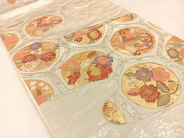 平和屋着物◎六通柄袋帯 唐織 鳳凰亀甲花丸文 金銀糸 正絹 逸品 BAAW5441hj