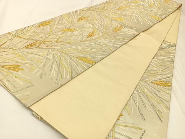 平和屋着物◎六通柄袋帯 唐織 若松葉 金銀糸 正絹 逸品 BAAW5458hj