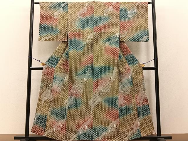 平和屋着物■上質な小紋 平安人物文 暈し染め 正絹 逸品 BAAW5503hj