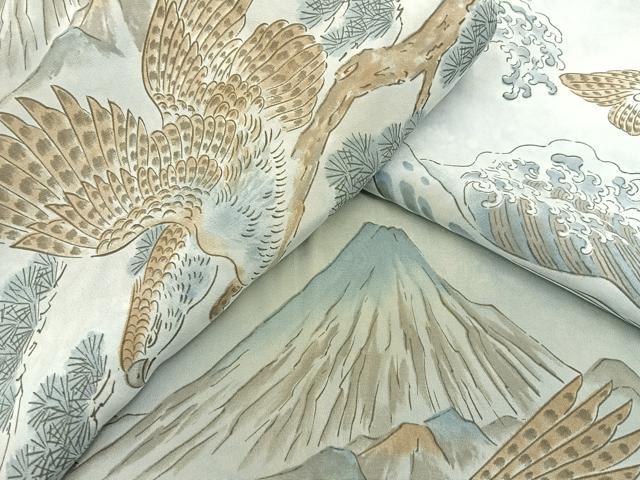 平和屋着物●男性 長襦袢 袷 富嶽三十六景 キングサイズ 正絹 逸品 未使用 BAAW5516hj
