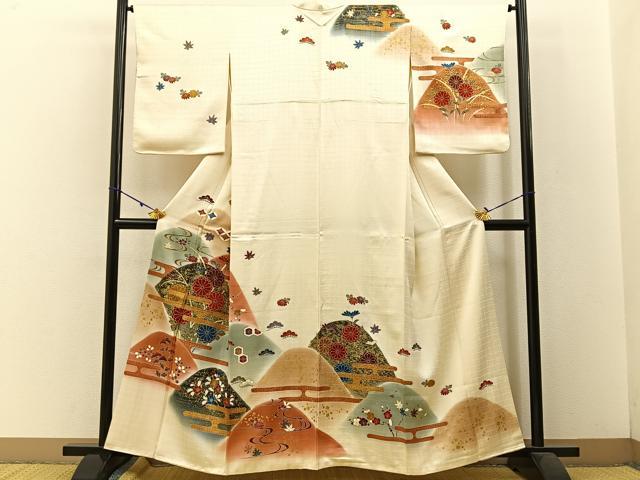 平和屋着物■訪問着 重ね山有職花文 暈し染め 金銀彩 正絹 逸品 BAAW5530hj