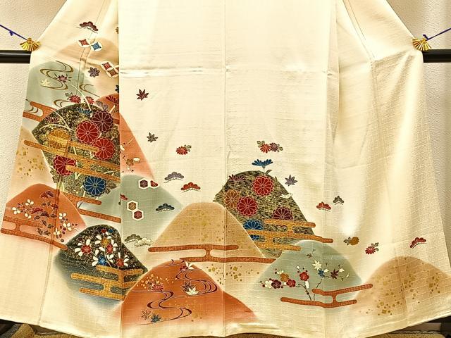 平和屋着物■訪問着 重ね山有職花文 暈し染め 金銀彩 正絹 逸品 BAAW5530hj
