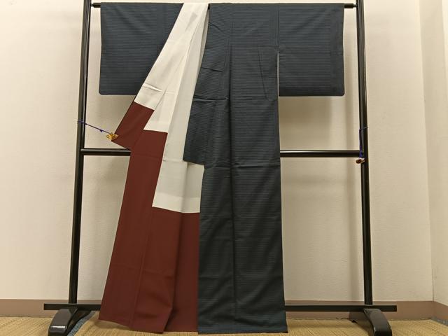 平和屋着物●本場大島紬 7マルキ 縞 正絹 逸品 BAAW5533hj