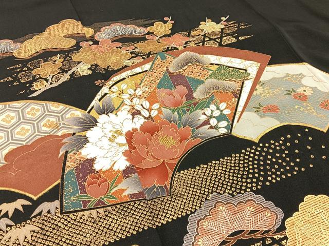 平和屋着物■豪華黒留袖 刺繍 松竹梅 地紙重ね花文 金彩 正絹 逸品 BAAW5553hj