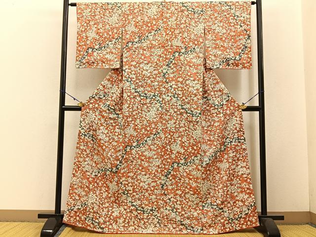平和屋着物■上質な小紋 枝梅文 金彩 正絹 逸品 BAAW5569hj