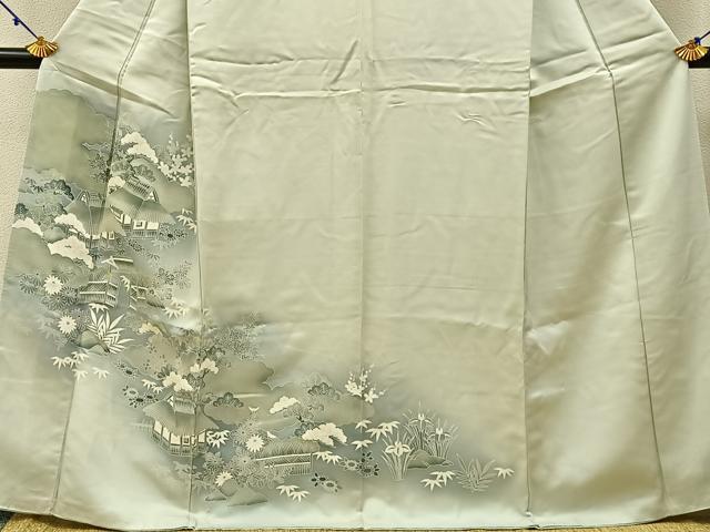平和屋着物■訪問着 友禅 松竹梅 風景文 暈し染め 正絹 逸品 BAAW5574hj