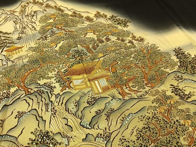 平和屋着物■豪華黒留袖 刺繍 浜松文 暈し染め 金彩 正絹 逸品 BAAW5598hj