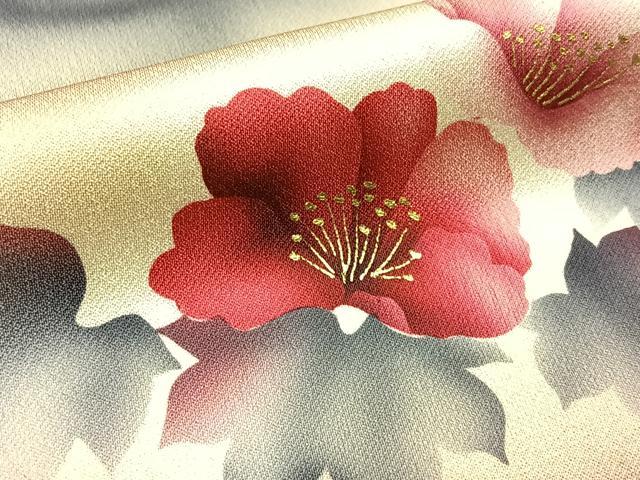 平和屋着物■訪問着 手描き 鴛鴦花文 暈し染め 金彩 正絹 逸品 BAAW5611hj