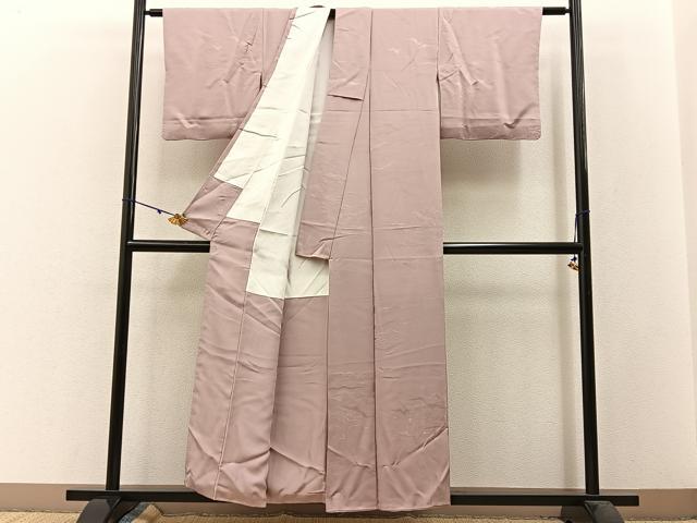 平和屋着物■上質な色無地 道長有職地紋 水柿色 正絹 逸品 BAAW5635hj