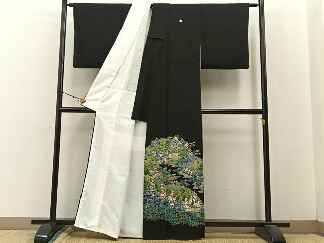 平和屋着物■豪華黒留袖 友禅 作家物 松竹梅風景文 正絹 逸品 BAAW5636hj