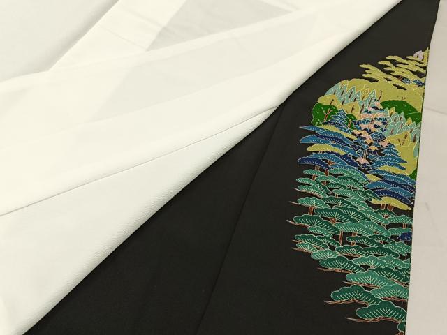 平和屋着物■豪華黒留袖 友禅 作家物 松竹梅風景文 正絹 逸品 BAAW5636hj