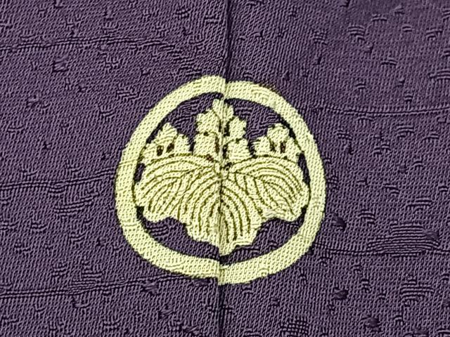 平和屋着物■上質な色無地 エ霞地紋 滅紫色 正絹 逸品 BAAW5651hj