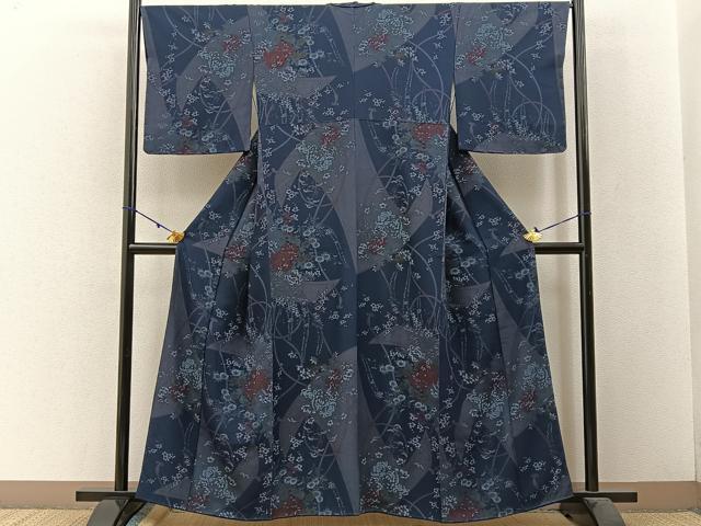 平和屋着物■上質な小紋 草花文 正絹 逸品 BAAW5661hj
