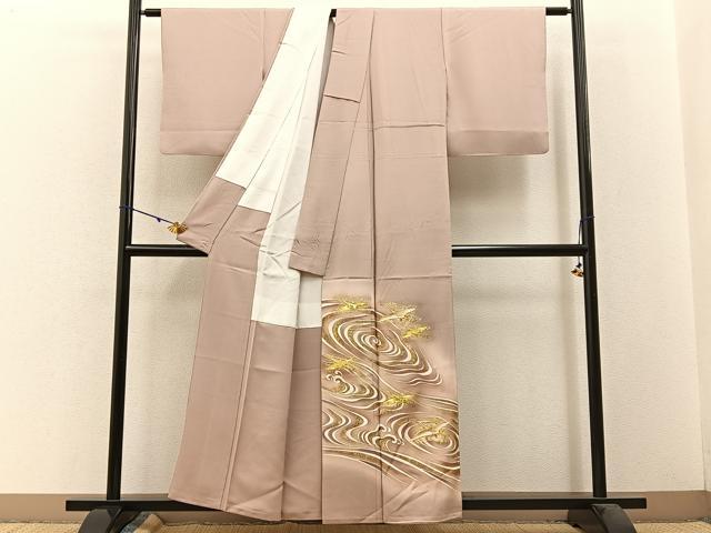 平和屋着物■豪華色留袖 駒刺繍 飛鶴流水文 暈し染め 金彩 正絹 逸品 BAAW5671hj