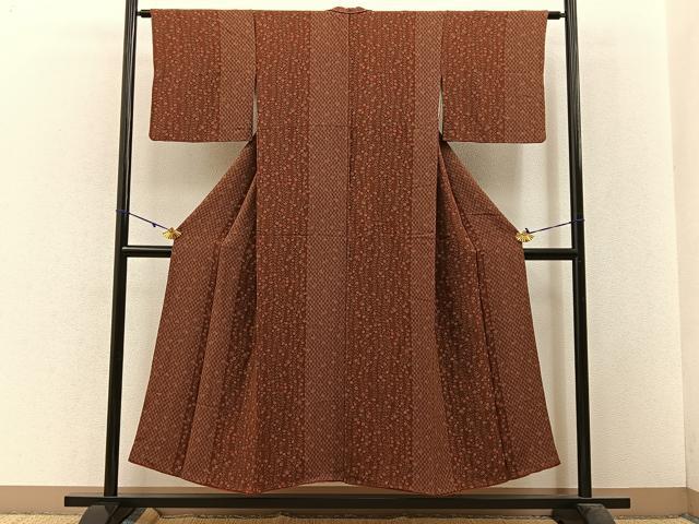 平和屋着物■上質な小紋 枝垂れ花文 鬼しぼ縮緬 正絹 逸品 BAAW5682hj