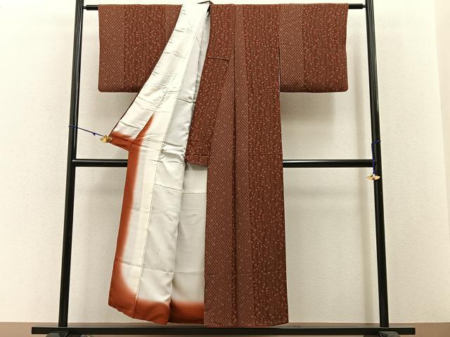 平和屋着物■上質な小紋 枝垂れ花文 鬼しぼ縮緬 正絹 逸品 BAAW5682hj