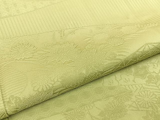 平和屋着物■上質な色無地 草花地紋 抹茶色 正絹 逸品 BAAW5696hj