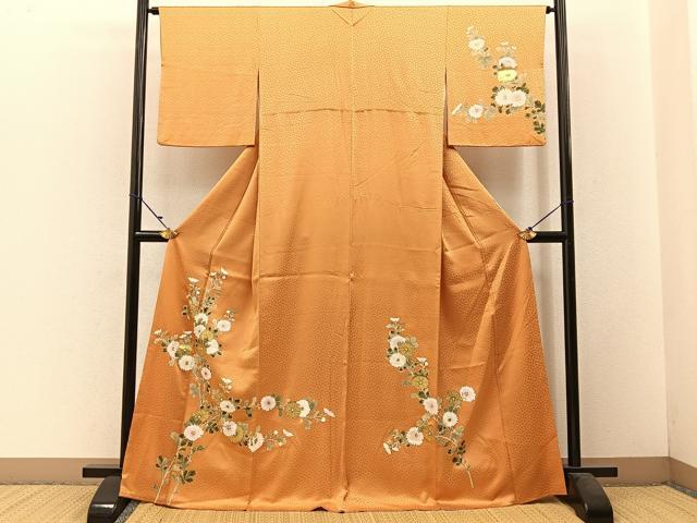 平和屋着物■訪問着 手描き 菊 金彩 正絹 逸品 BAAW5700hj