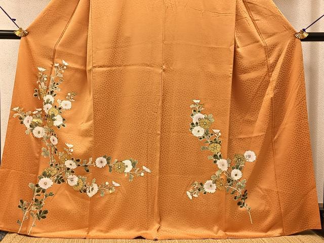 平和屋着物■訪問着 手描き 菊 金彩 正絹 逸品 BAAW5700hj