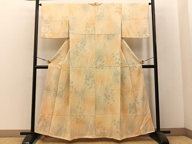 平和屋着物■上質な小紋 枝葉文 暈し染め 正絹 逸品 BAAW5702hj