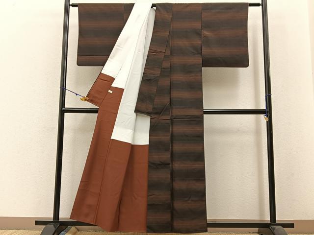 平和屋着物■本場縞大島紬 横段文 正絹 逸品 BAAW5726hj