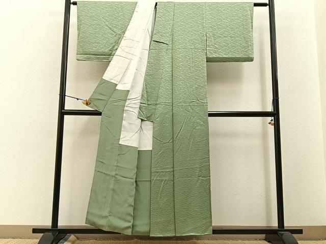 平和屋着物■上質な色無地 芝草地紋 柳茶色 正絹 逸品 BAAW5743hj