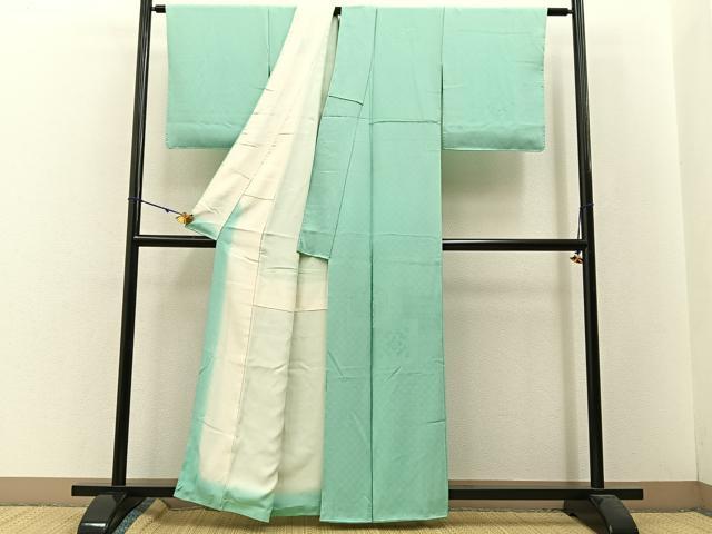 平和屋着物■無地絵羽訪問着 向かい鳳凰花地紋 薄萌葱色 正絹 逸品 BAAW5747hj