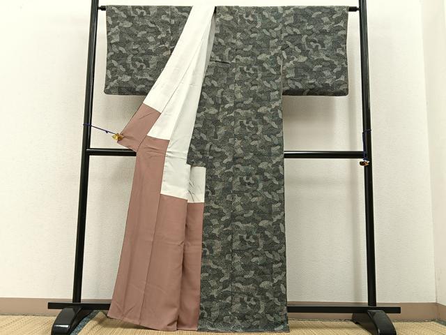 平和屋着物■江戸小紋 地紙寄せ小紋柄 黒地 正絹 逸品 BAAW5757hj
