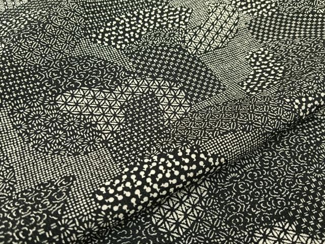 平和屋着物■江戸小紋 地紙寄せ小紋柄 黒地 正絹 逸品 BAAW5757hj