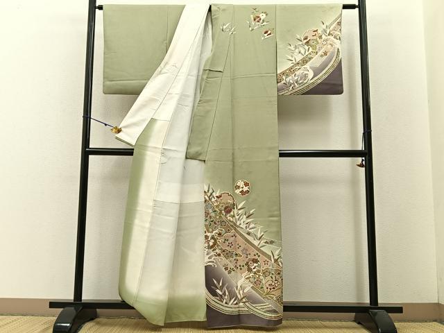 平和屋着物■訪問着 雪輪鹿の子花文 暈し染め 金彩 正絹 逸品 BAAW5770hj