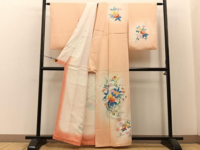 平和屋着物■訪問着 鏡裏花文 暈し染め 正絹 逸品 BAAW5796hj
