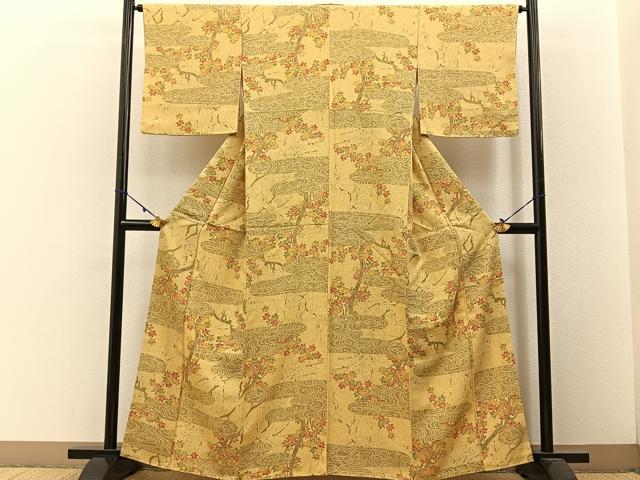 平和屋着物■上質な小紋 流水梅楓文 たたき染め 正絹 逸品 BAAW5798hj