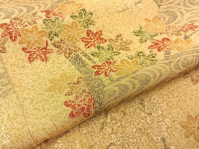 平和屋着物■上質な小紋 流水梅楓文 たたき染め 正絹 逸品 BAAW5798hj