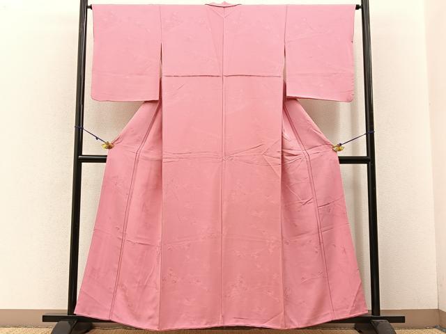平和屋着物■上質な色無地 樹林地紋 薄紅色 正絹 逸品 BAAW5813hj