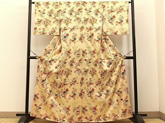 平和屋着物■上質な小紋 鹿の子花文 金彩 正絹 逸品 BAAW5820hj