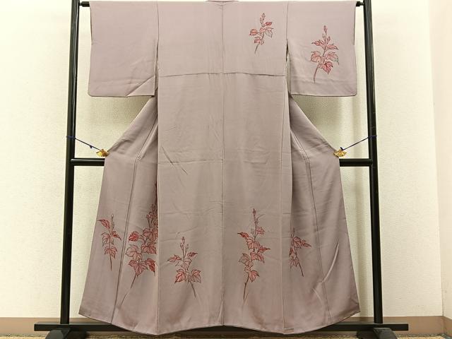 平和屋着物■訪問着 手描き 草花文 正絹 逸品 BAAW5839hj