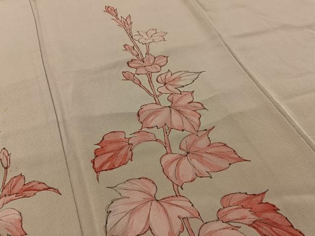平和屋着物■訪問着 手描き 草花文 正絹 逸品 BAAW5839hj