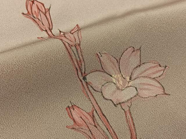 平和屋着物■訪問着 手描き 草花文 正絹 逸品 BAAW5839hj